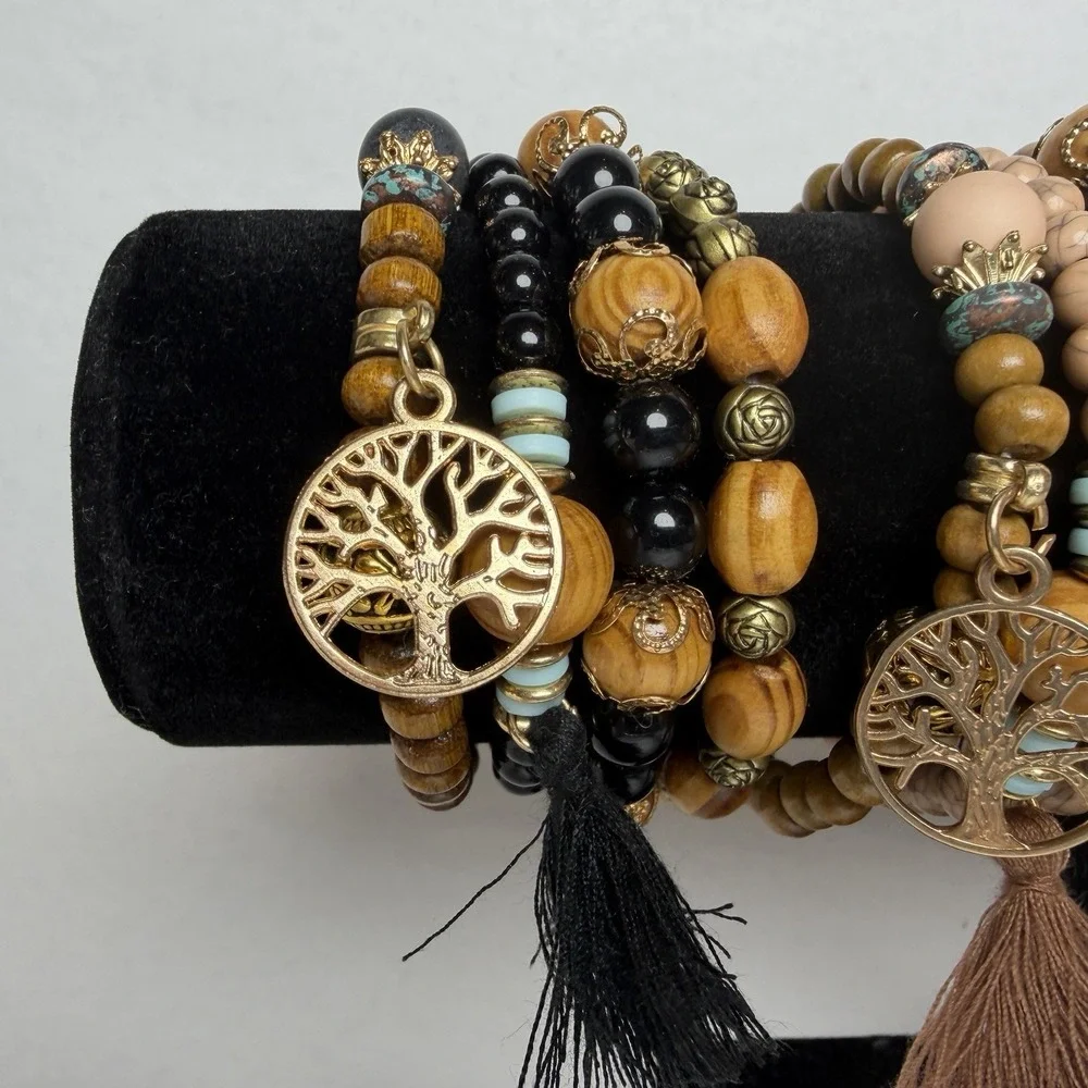 Tree‎ Of Life Bracelets 3 Sets of 4 Each Set Hand Crafted Beautiful Colors Boho